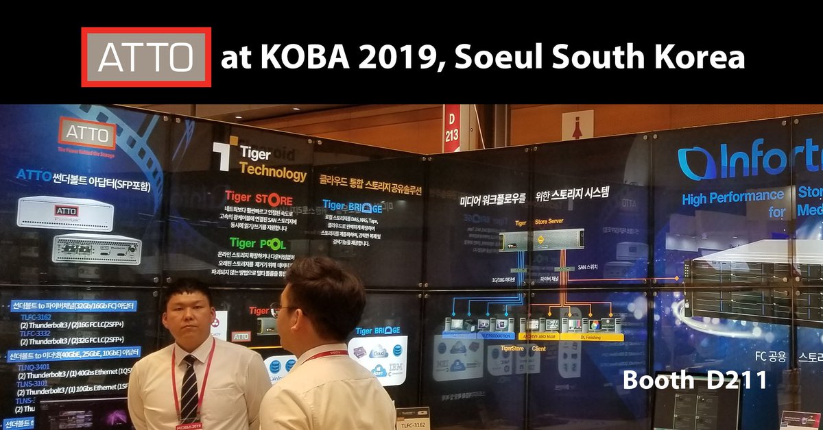 ATTOTechnology's tweet image. One day left for #KOBA2019!
Want to see ATTO ThunderLink’s flexibility and speed? You got it! What about ATTO Celerity and Fastframe powering workflows? Yes!
#mediaworkflow #postproduction