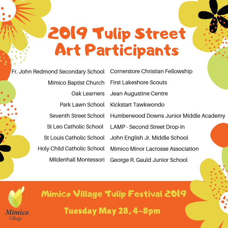 Congratulations to our 2019 Tulip Street Art Participants! This year's theme was "Friendship &amp; Community" and these artists rose to the opportunity to showcase the unique ways that we work together for the benefit of our community.