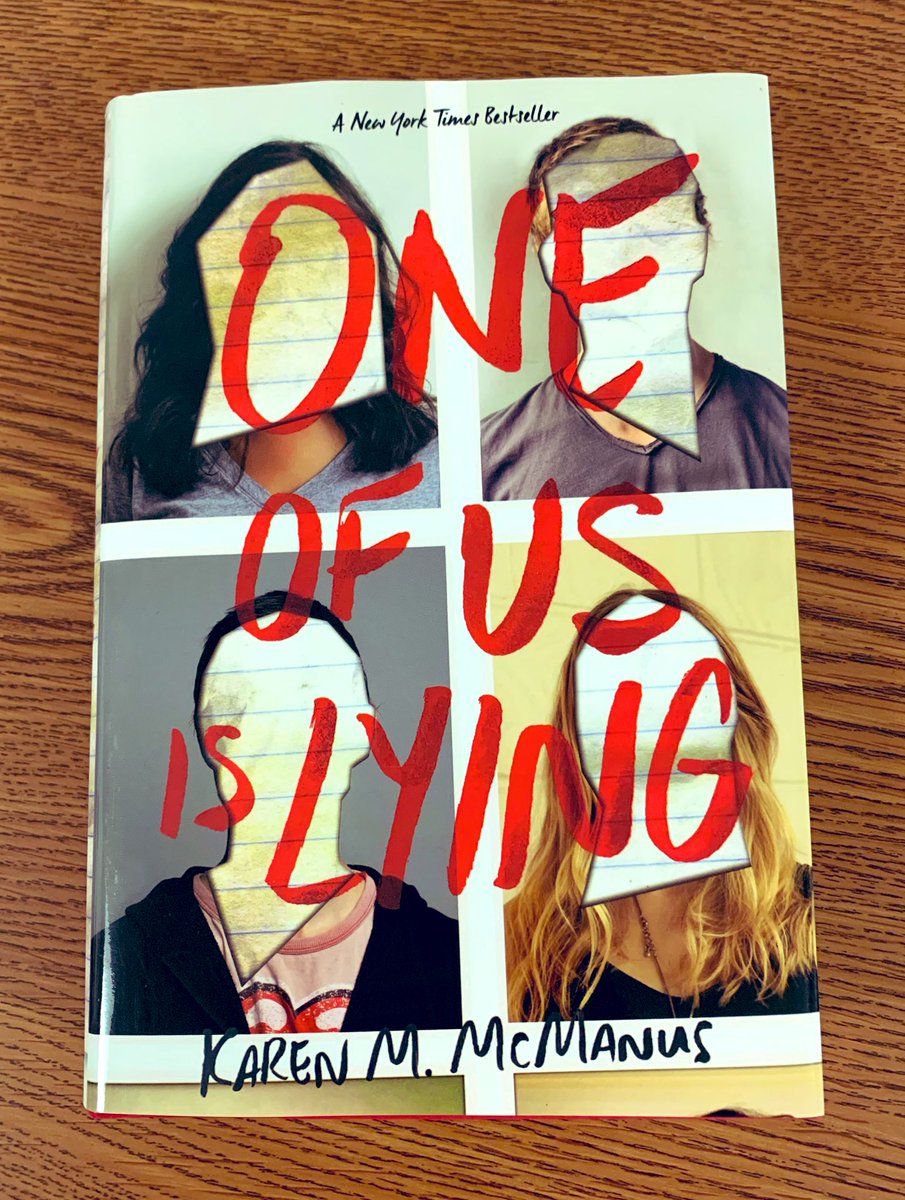 AlisonStrandell's tweet photo. One of my favorite books Iโve ever read! @writerkmc #OneOfUsIsLying #BuildYourStack #TeacherLife #WhatIfYMS #FiveStrangers #WalkIntoDetention #FourWalkOutAlive #EveryoneHasSomethingToHide #PayCloseAttention #SolveThis https://t.co/7rkMjbzuHo