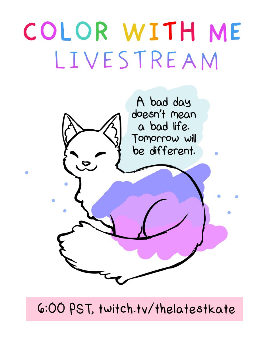 Hello there, I'm going to host a fun little livestream at 6:00 pm PST this evening (9:00 pm EST, 11:00 am Sydney, AUS), so please stop by and color with me!

Coloring Pages PDF: https://t.co/4J9s2SJNzp

Livestream: https://t.co/Sp5PGIku1T

I hope to see you there! ♥ 