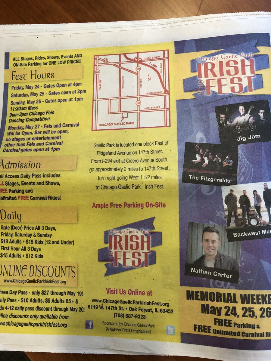 Consulate General of Ireland, Chicago (@irelandchicago) on Twitter photo Memorial Day weekend means itโs time to kick of the summer festival season. The line up for <a href="/GPirishfest/">Chicago Gaelic Park Irish Fest</a> <a href="/ChicagoGaelic/">ChicagoGaelicPark</a> park looks great. Looking forward to the great music, dance, theatre, stories and craic. Great way to spend the weekend whatever the weather! Memorial Day weekend means itโs time to kick of the summer festival season. The line up for <a href="/GPirishfest/">Chicago Gaelic Park Irish Fest</a> <a href="/ChicagoGaelic/">ChicagoGaelicPark</a> park looks great. Looking forward to the great music, dance, theatre, stories and craic. Great way to spend the weekend whatever the weather!