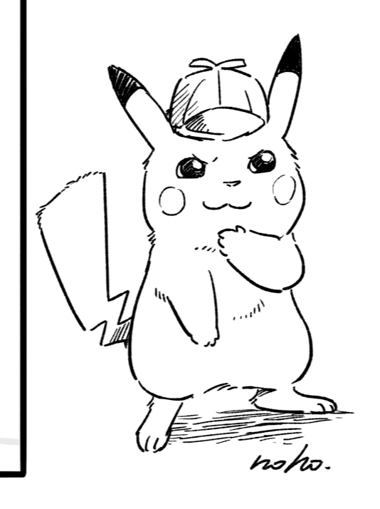 原稿のすみっちょらくがき。名探偵ピカチュウ、面白かったです。 