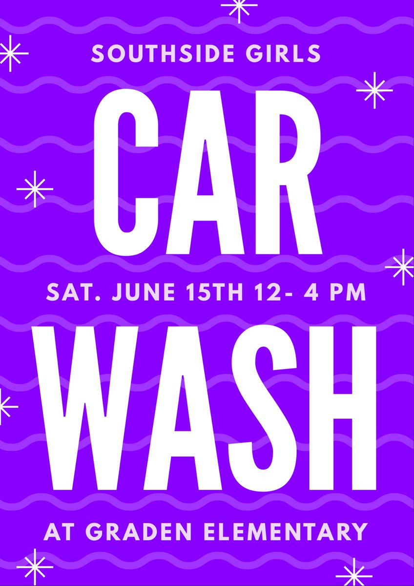 CARWASH! Join us at Graden Elementary on Saturday June 15th, and we’ll get your car so fresh &amp; so clean! 🧽💦🚗