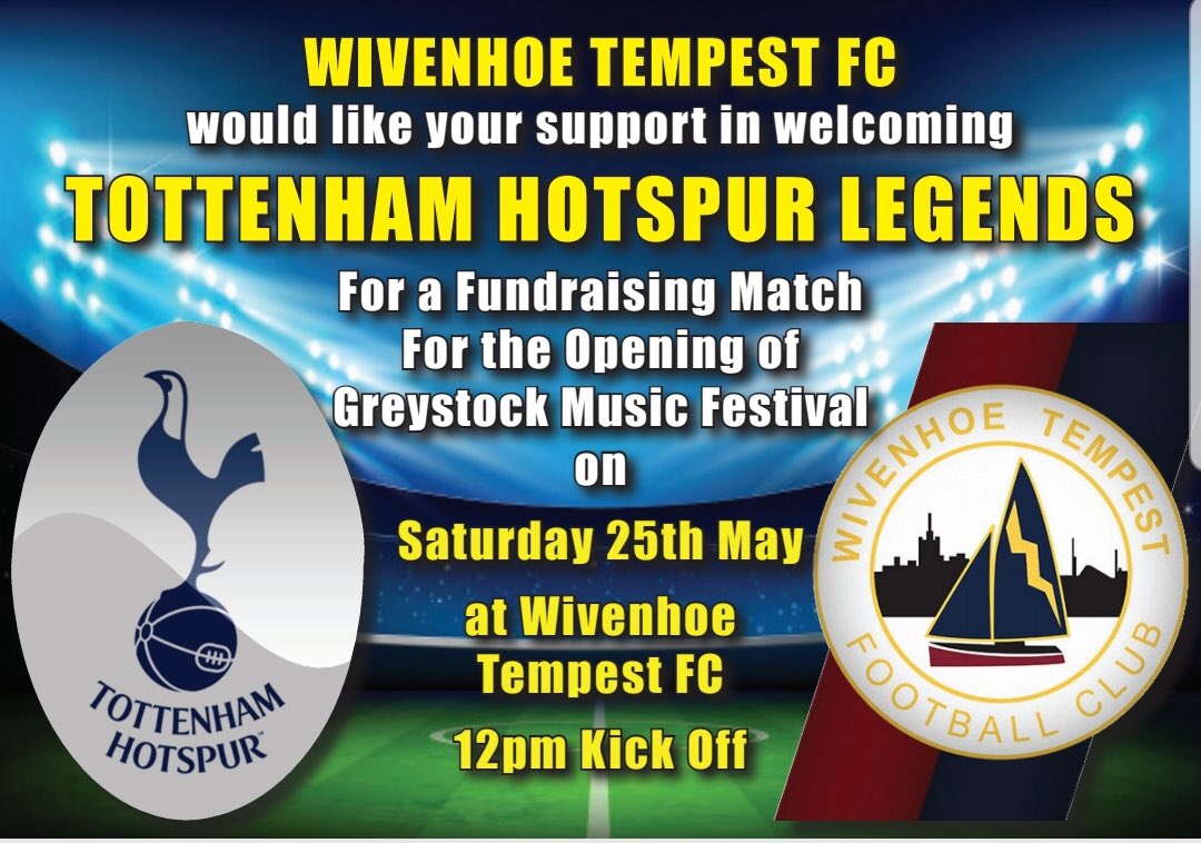 Skeggo9's tweet photo. Cant wait to play for @WivenhoeTempest against @SpursOfficial #Legends @GreystockFest tomorrow at #BroadLane #Wivenhoe #Essex 12pm kick off #ItsBeenAWhile @GlennHoddle are you coming to watch? https://t.co/TvbKyo6zgx