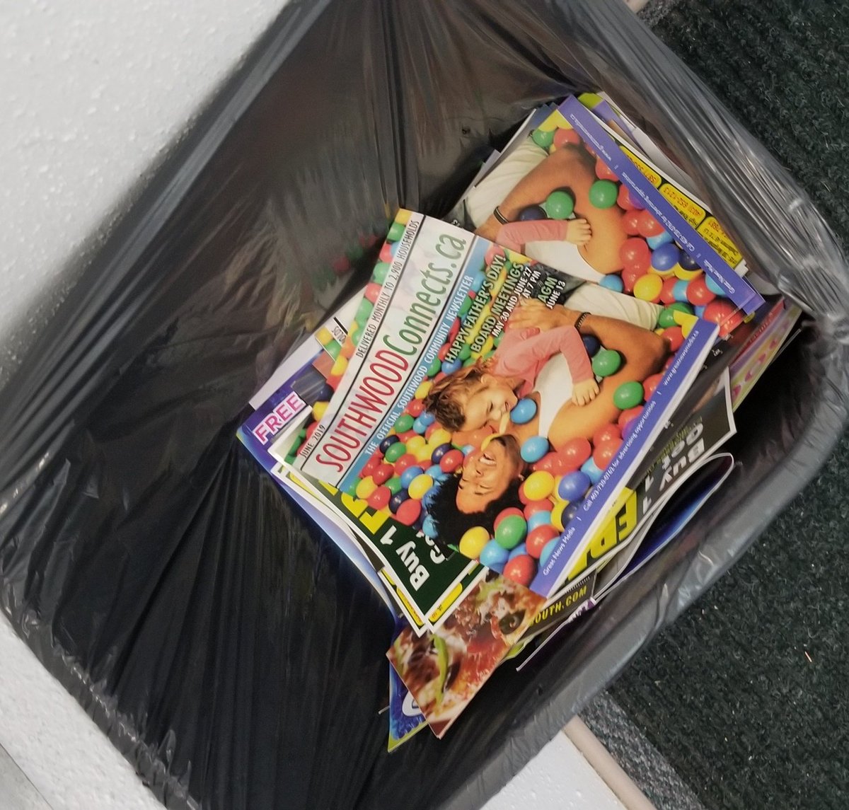 JournoJo_'s tweet photo. Every month, these newsletters pile up in the trash. 34,800 of these newsletters are sent out every year just in my community. Why can't these newsletters be posted on a website, or emailed? What a waste. #climatechange #climateemergency #yyc  #reduceisthefirstR @My_Calgary https://t.co/phLKKfEcCY