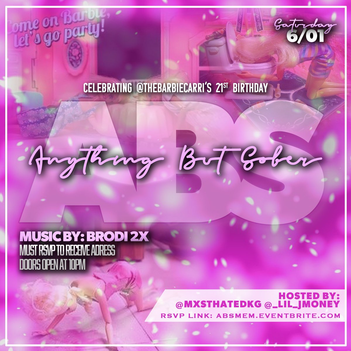 _lil_JMoney's tweet photo. #AnythingButSober ๐พ๐น๐ธ๐ฅ
Celebrating @barbiecarri 21st Birthday ๐ฅณ๐
Music By @Brodi2x ๐ง๐
Hosted By @MxstHatedKG @_lil_JMoney ๐ณ๏ธ๐ณ๏ธ
Must RSVP To Recieve Address โคต๏ธ
https://t.co/btW7fnMfon
Saturday JUNE 1st ๐ฟ๐ฌ
#IPartyWithCarri ๐
#GetYourSnapChatsOUT ๐คฉ https://t.co/uNF6FtYxac