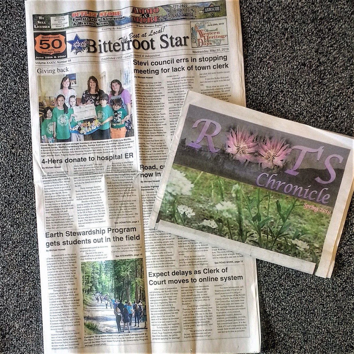BRWaterForum's tweet image. Pick up this week&apos;s Bitterroot Star.

Feat. articles on ESP field trips, our presentation on Wed, a LTE from our Board President, &amp;amp; the 1st edition of the Roots Chronicle, w/ a feature on who we are &amp;amp; what we do.

#localnews #EarthStewardshipProgram #LocalForum #InthePaper