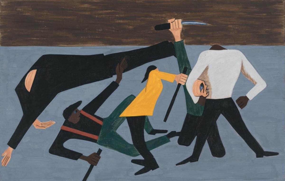 "One of the most violent race riots occurred in East St. Louis."#52, Great Migration Series, 1941Jacob LawrenceMOMA