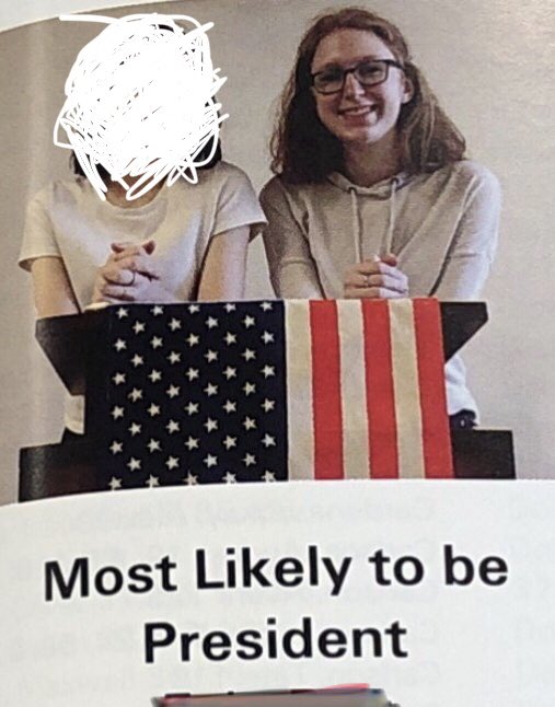 Auntym9's tweet photo. @JanetETennessee @Heather84A Look whose niece was voted #MostLikelyToBePresident! (She’s the one who doesn’t resemble a snowball!) So proud! https://t.co/7VhKShfoAX