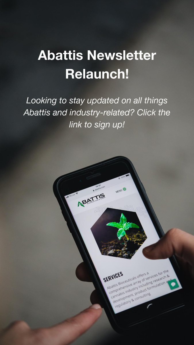 We are happy to announce that we are relaunching the Abattis newsletter in order to stay better connected with our shareholders, complement our news releases and provide cannabis industry highlights as they pertain to the Company. Go to abattis.com/newsletter to sign up!