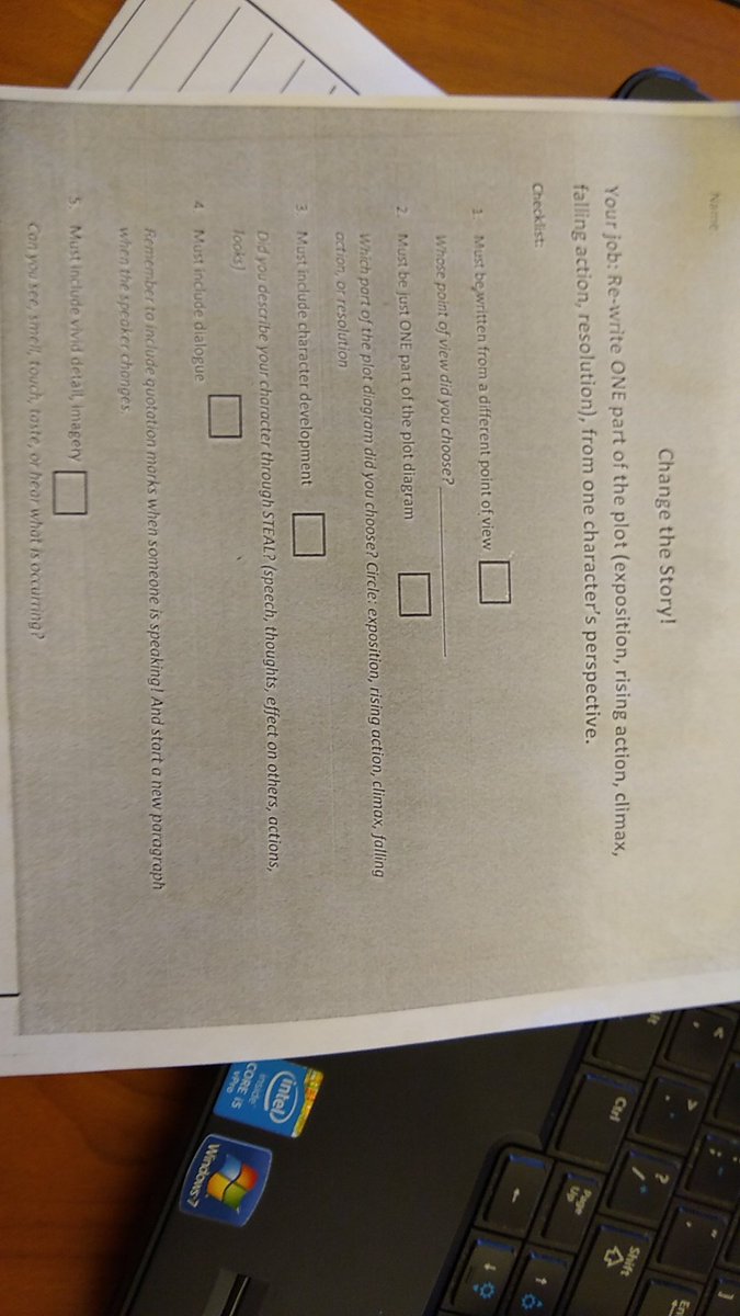 HardyHomework6's tweet image. Litz: 2 paragraph, Change the Story assignment, is due Monday.