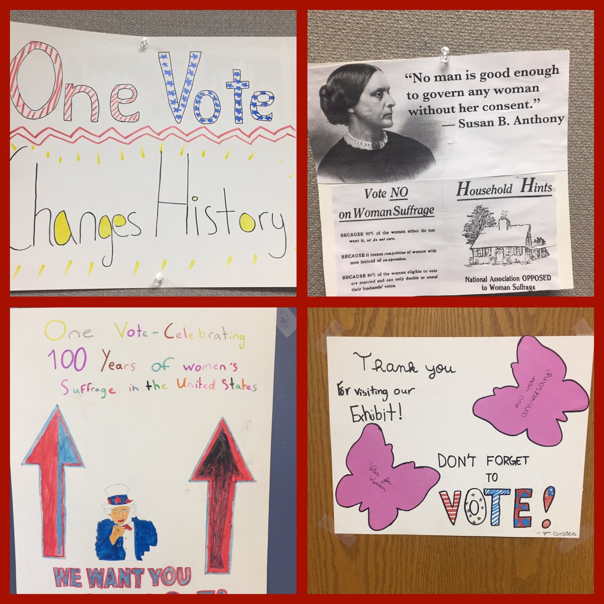 clemgrosjean's tweet photo. Bravo aux élèves pour leur travail sur le droit de vote des femmes aux US !#onevotechangeshistory @DISNews https://t.co/FqU1IyLJmK