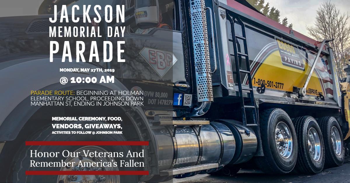 Wave to us as we parade down Manhattan St, honoring our Veterans and remember America's fallen. #America #GodBlessAmerica #Jackson #EBPAVE #MemorialDay #MDW