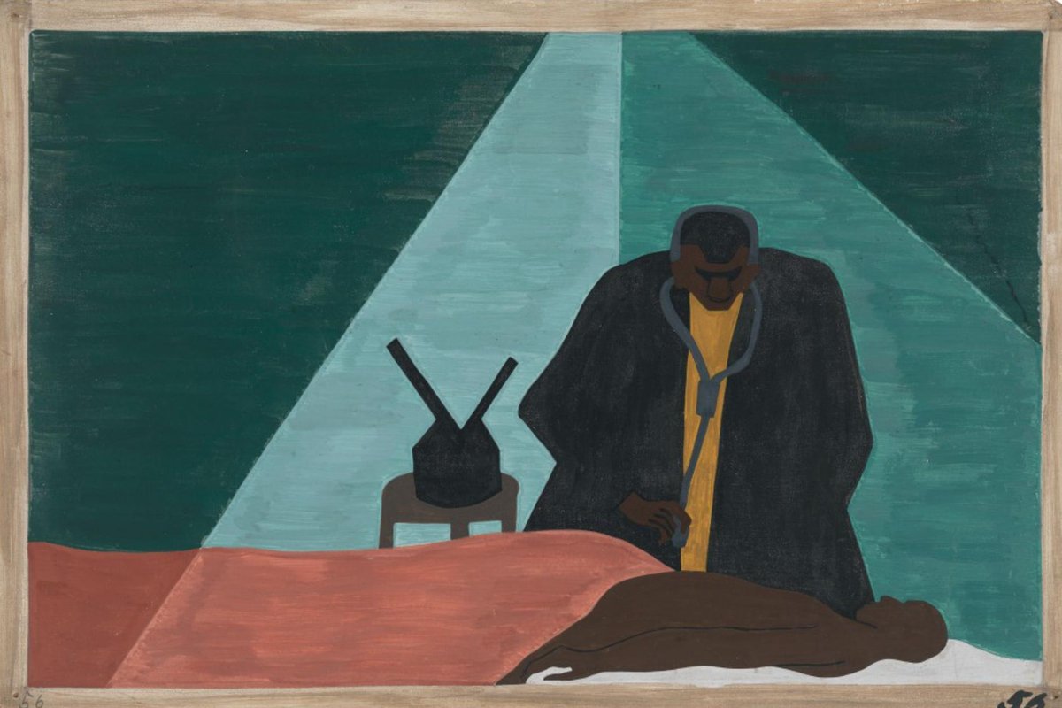 "The African American professionals were forced to follow their clients in order to make a living."#56, Great Migration Series, 1941Jacob LawrenceMOMA