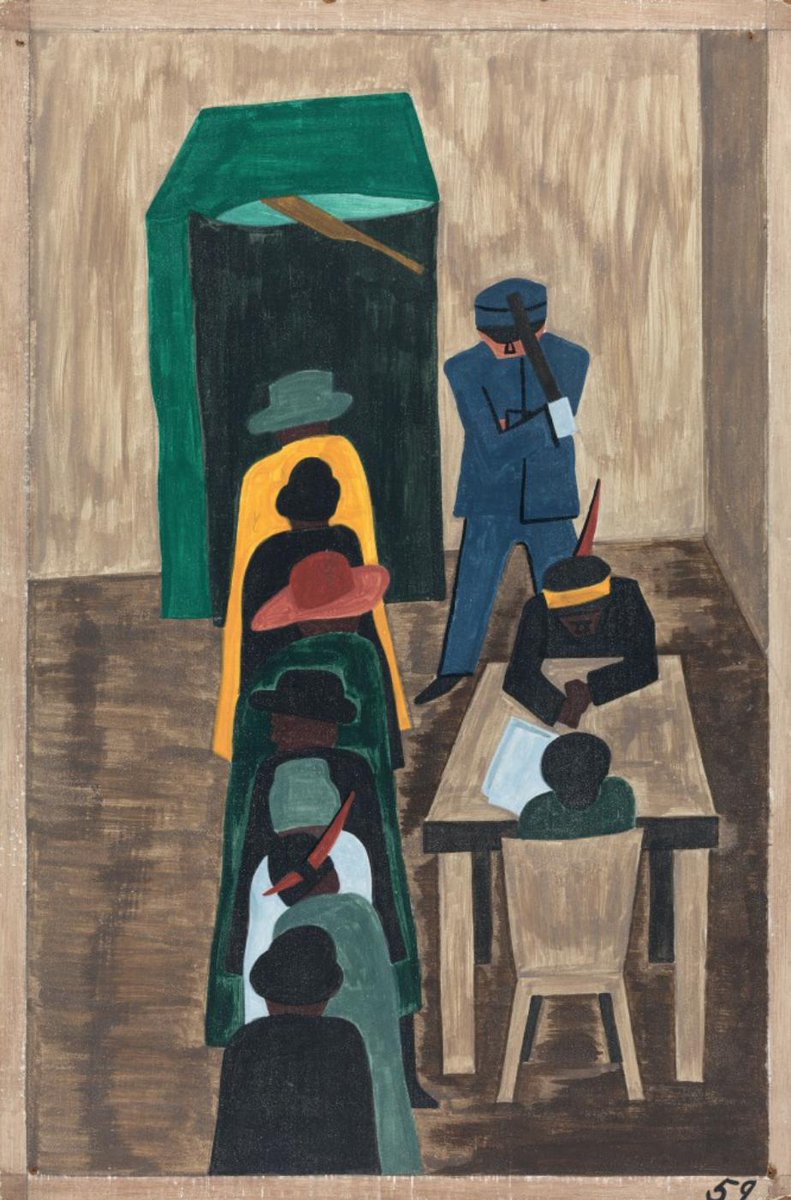 "In the North they had the freedom to vote."#59, Great Migration Series, 1941Jacob LawrenceMOMA