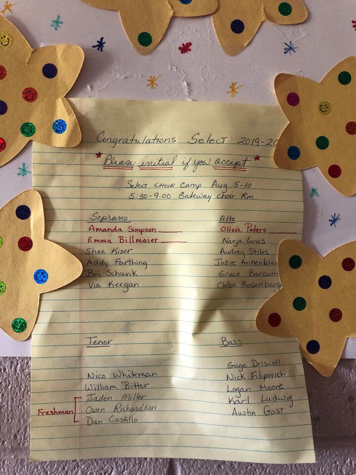 We are super excited to announce the new additions to select next year! Congratulations to Amanda, Emma, Oliva, Owen, Jaden, and Dan!! Have a wonderful summer and see you at select camp in August!!🥳💕🎶