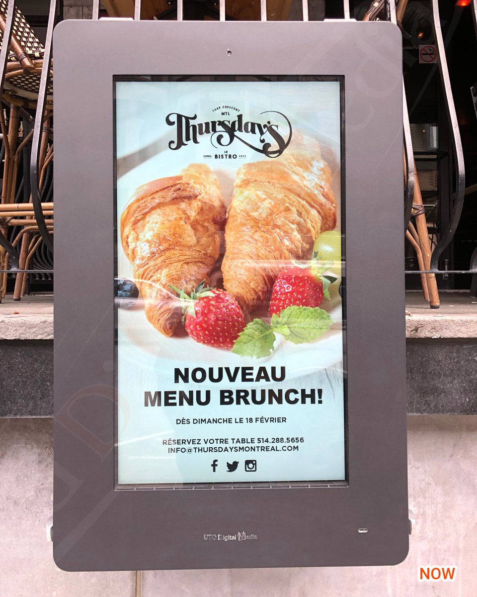 UTGDigitalMedia's tweet image. We just installed a brand new Outdoor Digital Menu Box for @ThursdaysMtl! Thank you for trusting us again with your digital signage needs. ⁣
⁣
#UTGDigitalMedia #ThursdaysMontreal #digitalsignage #dooh