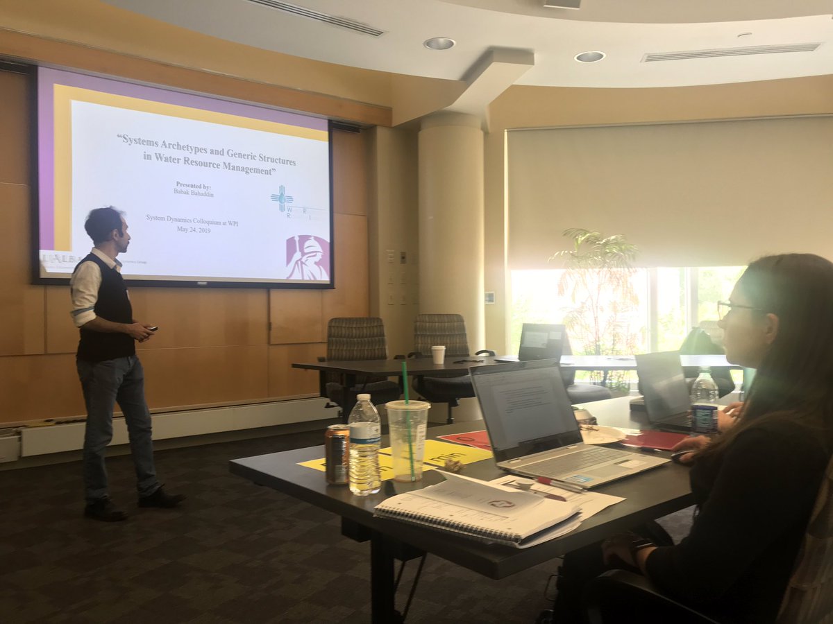 WPISDclub's tweet photo. 5th presentation: “Systems Archetypes and Generic Structures in Water Resource Management “ by @BabakBahaddin of @ualbany & @nmsu #38SDC #SystemDynamics https://t.co/GdMDO1v1k5