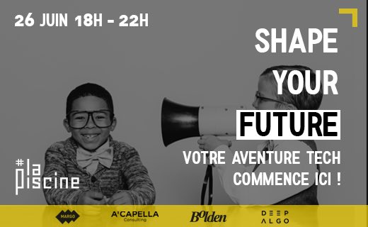 Vous recherchez une nouvelle opportunité d’#emploi dans la #tech ? Rdv le 26 juin aux portes ouvertes #recrutement <a href="/LaPiscine_io/">#LaPiscine</a> et <a href="/Margo_group/">MARGO</a> ! Inscription en ligne : shapeyourfuture.lapiscine.io