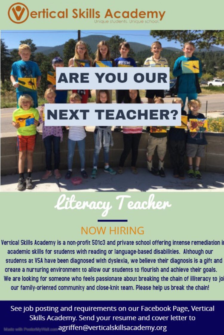 See our Facebook Page for more details. Send resume and cover letter to Alex Griffen at agriffen@verticalskillsacademy.org