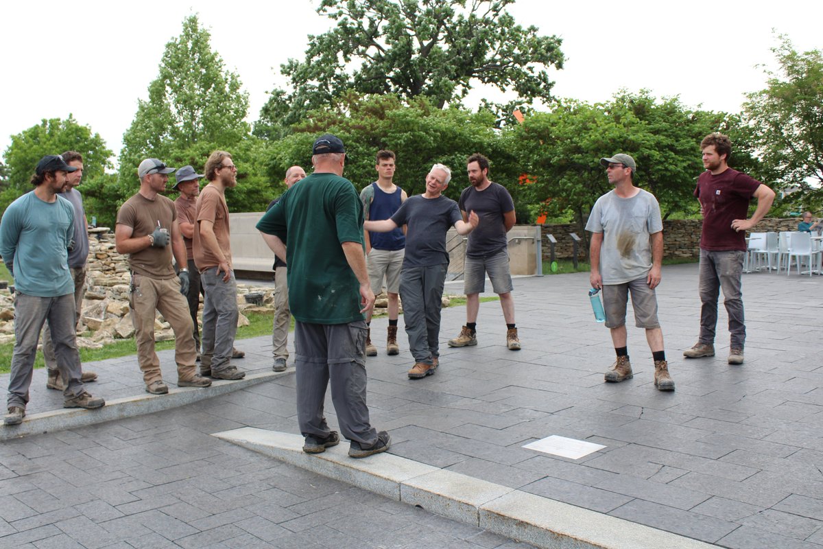 nelson_atkins's tweet photo. If you haven't seen Andy Goldsworthy's "Walking Wall" in the middle of Rockhill Road, get to the museum this weekend. Andy and the crew will start moving stones from the street on Saturday. They will be working Memorial Day AND we're open! Our first #hotsummerKC MondayFUNDAY. https://t.co/pcWfniOxni