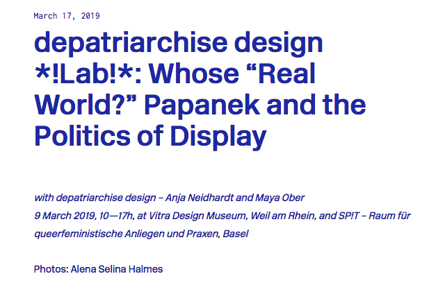 Depatriarchise's tweet photo. Impressions from the #depatriarchisedesignLabs are now online! Thanks again to all participants – it was great to have you with us! And for sure we will stay in contact. https://t.co/JrnVHkLhns #depatriarchisedesign #feminism #design #labs #Basel https://t.co/iFp0KJ8W9n