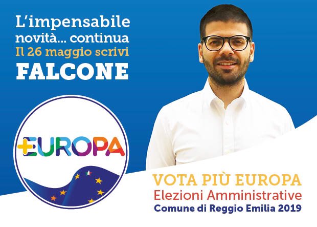 CarloFalcone3's tweet photo. #ReggioEmilia #26maggio2019 #VotaPiùEuropa #scriviFalcone #elezioniamministrative #schedazzurra #lavoro #sanità #ambiente #migrazioni #trasporti #limpensabilenovitàcontinua @Piu_Europa @lucavecchi72 https://t.co/8NLOXTqYNg