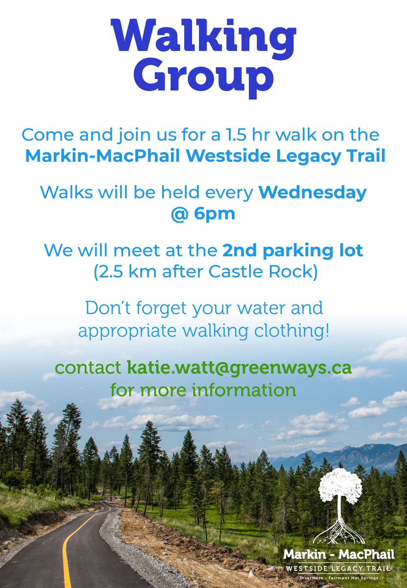 Our walking group is back by popular demand! Come and get active with your community and join us for the first walk of the season, this Wednesday at 6 pm. #OurTrail #MarkinMacPhailWestsideLegacyTrail