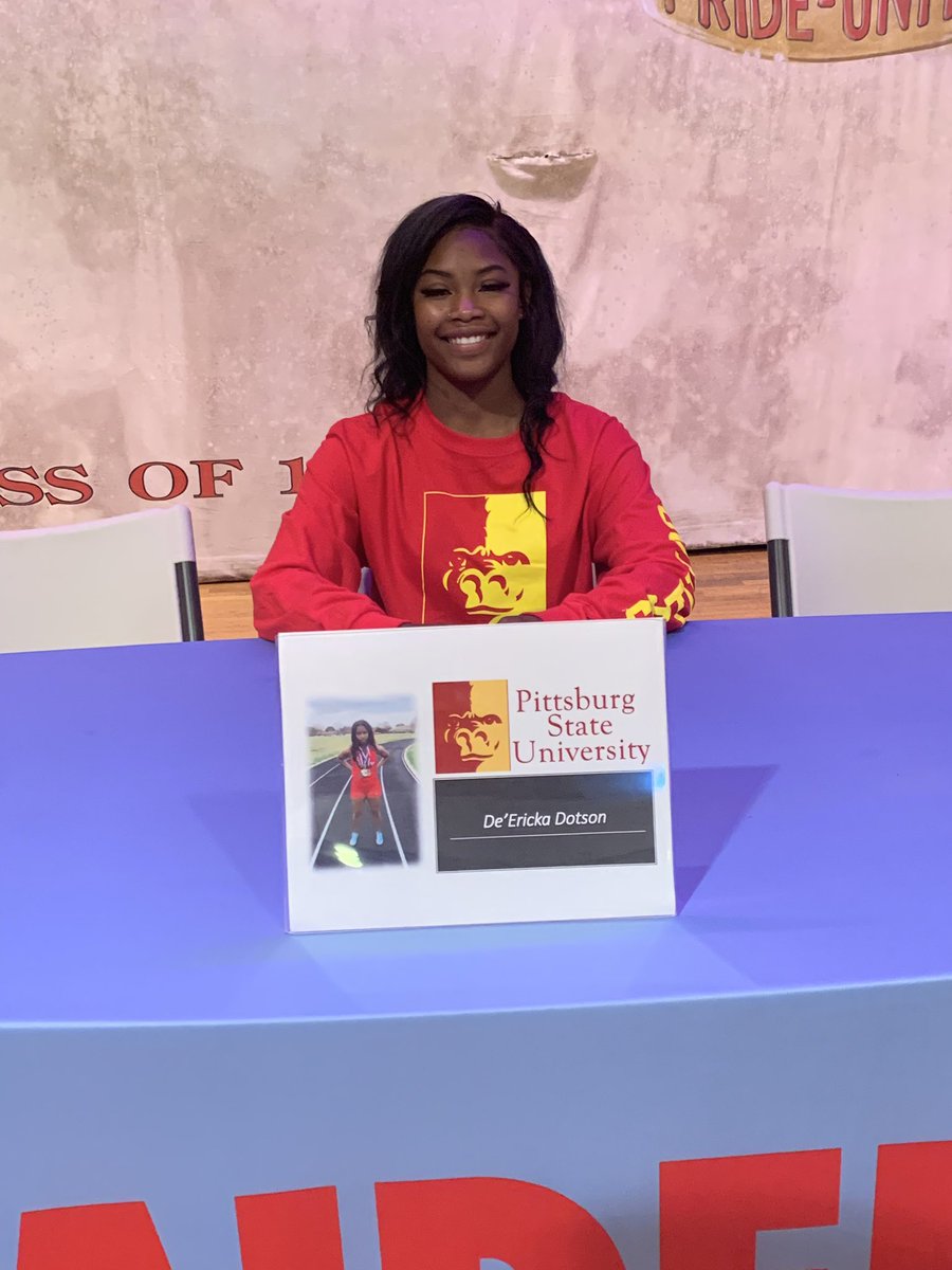 Congratulations to De’Ericka Dotson <a href="/Monei_dotson/">De’Ericka🥀</a> for Signing a NLI to <a href="/GorillasTrack/">Pitt State Track & Field</a>