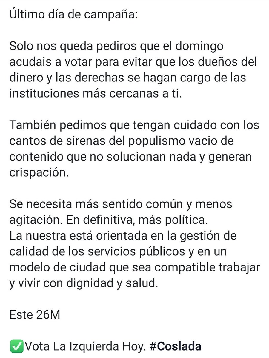 Vota #LaIzquierdaHoy #Coslada