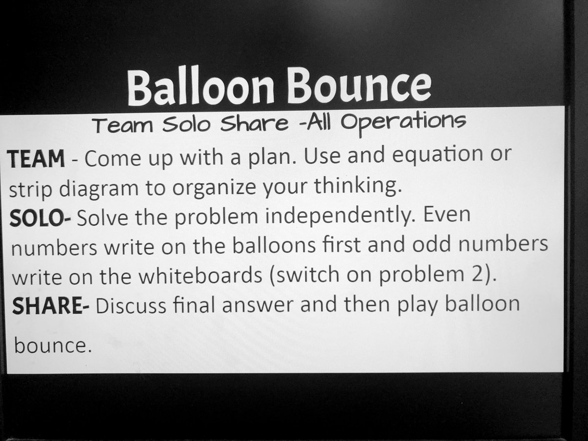 Today we played BalloonBounce. The engagement and motivation to work was impressive! Swipe to see how we incorporated TeamSoloShare and BalloonBounce while solving       multi-step problems. #iteachmath #iteach4th #SHESShinesBright