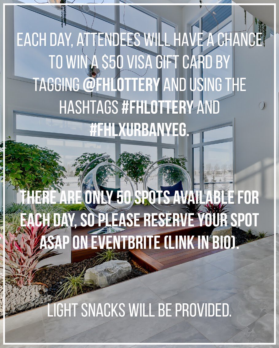 #URBANYEGIM20 is here! Join us on May 24 or 25 at the <a href="/FHLottery/">Full House Lottery</a> Dream Homes for a unique opportunity to take portrait photos in three multi-million dollar homes and for a chance to win a $50 Visa gift card. Please RSVP here →  eventbrite.ca/e/full-house-l… #FHLottery #FHLxUrbanYEG
