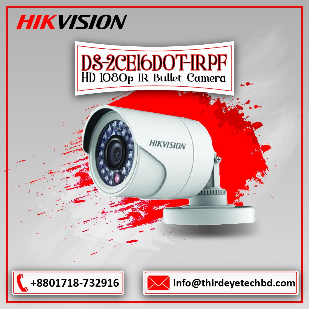 HIKVISION
eMail:3rdeyetechbd@gmail.com
Phone:+8801718732916
Brand:HIKVISION
Model:DS-2CE16D0T-IRPF
Type:HD1080P IR Bullet Camera
Made In China 
Shop Now:bit.ly/2HB5GxG
#hikvision #hikvision Bangladesh #hikvision dealer in bangladesh #hikvision distributor in bangladesh