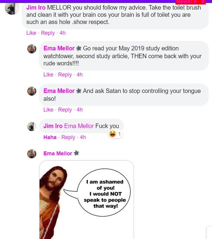 ShaltNotRepent's tweet photo. More loving words from a #JW so many of them are vile & rude!
#Jehovahs #Witnesses #JehovahsWitness #Watchtower #Victims #ChildAbuse #HiddenChildAbuse #exjw #ProtectingAbusers #SexAbuse #ChildSexAbuse #TheTruth #ExJehovahsWitness #TwoWitness #TheTruthAboutTheTruth #jwOrg https://t.co/8neSMgEGDo