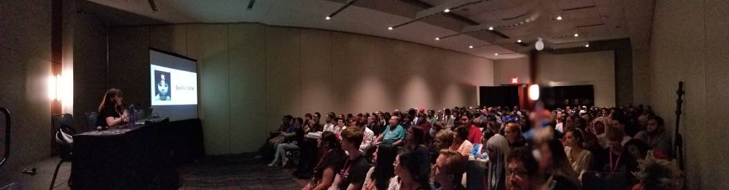 TI_Anime's tweet photo. Packed house for Cursed Tapes: Japanese Horror Films! #animazement #az2019 https://t.co/zxWkJf7Snn