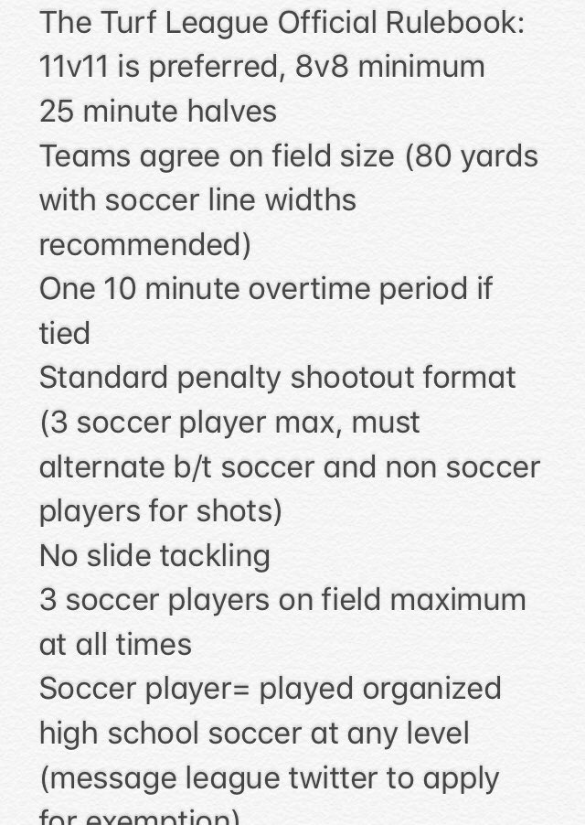TurfLeague's tweet photo. Official League Rulebook https://t.co/SJ9zHZvfGT