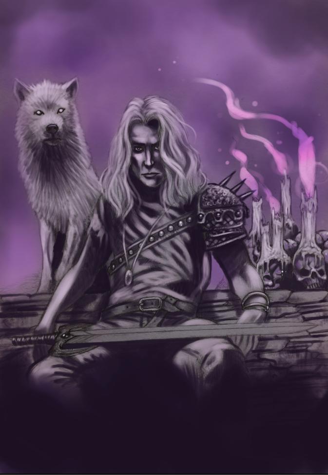 WilliamJKenney's tweet photo. Two Wolves. One of my Fantasy art prints. https://t.co/XdTEGXq339  #Wolf #warrior #candles #skull #sword #fantasy #art #painting #purple #print https://t.co/Fs8w5yu5qz