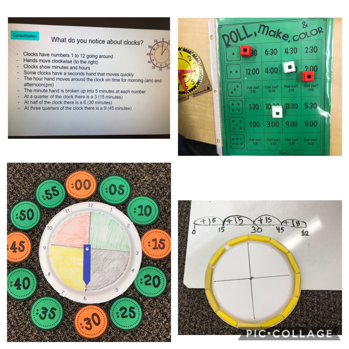 This week we found out clocks are full of math...fractions, multiplication, measurements, circular number lines and so much more!