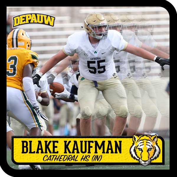 DePauwTigersFB's tweet photo. Welcome to #TeamDePauw, from Cathedral HS, Blake Kaufman. #DPU2023 https://t.co/jBYSvif9Jo