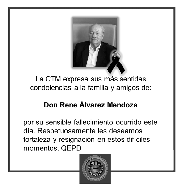 ctmapodaca's tweet photo. La CTM Apodaca expresa sus más sentidas condolencias a la familia y amigos de:

Don Rene Álvarez Mendoza

por su sensible fallecimiento ocurrido este día. Respetuosamente les deseamos fortaleza y resignación en estos difíciles momentos. QEPD https://t.co/iJeNME1Fav