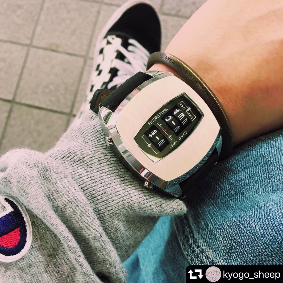 Future Funk We Appreciate How He Wears Ff In That Fashion Thank You Kyogo Sheep Repost Futurefunk Future Retro Retrofuture Classic 1970s 70sfashion Oldisnew Watch Digital Analogue Analoguedigital Roller Drum