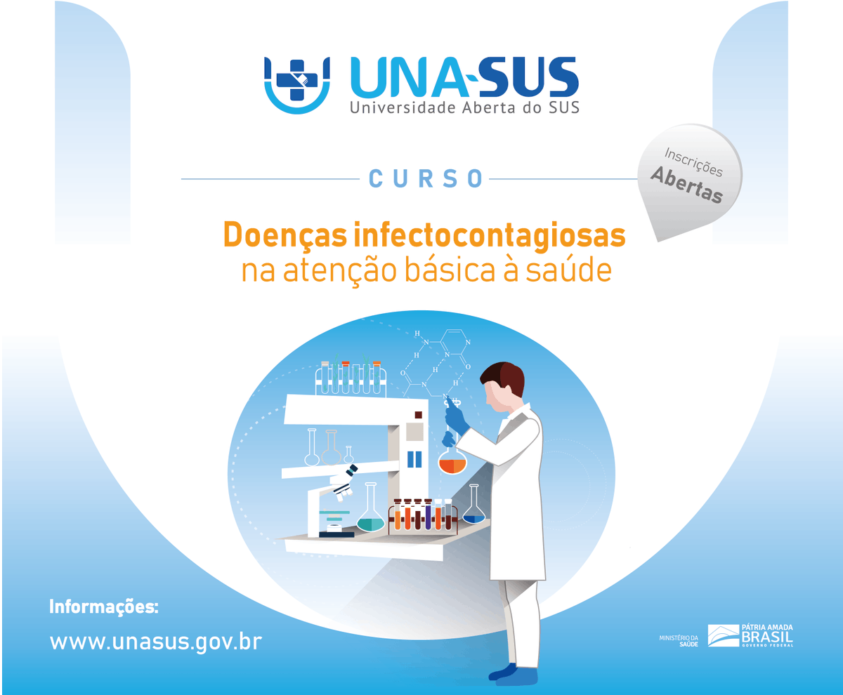 SGTES_MS's tweet photo. Este curso pretende proporcionar aos profissionais de saúde que atuam na ABS uma visão das principais medidas de vigilância e controle de agravos infectocontagiosos recorrentes no Brasil. Vamos participar?  https://t.co/TFCDz5m3JD https://t.co/kAxvHkE5NF