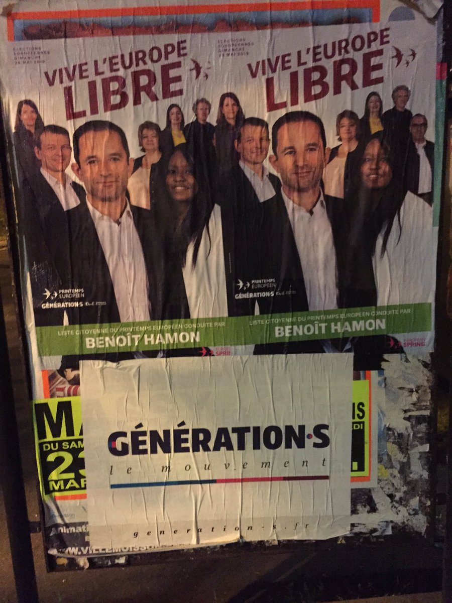 Walloute91's tweet photo. Fin de campagne pour les européennes ce soir à Minuit, traditionnel collage inter-comités Génération.s sur l’Essonne ! 
#AvecHamon
#LePrintempsEuropeen https://t.co/QcViH8t8TH