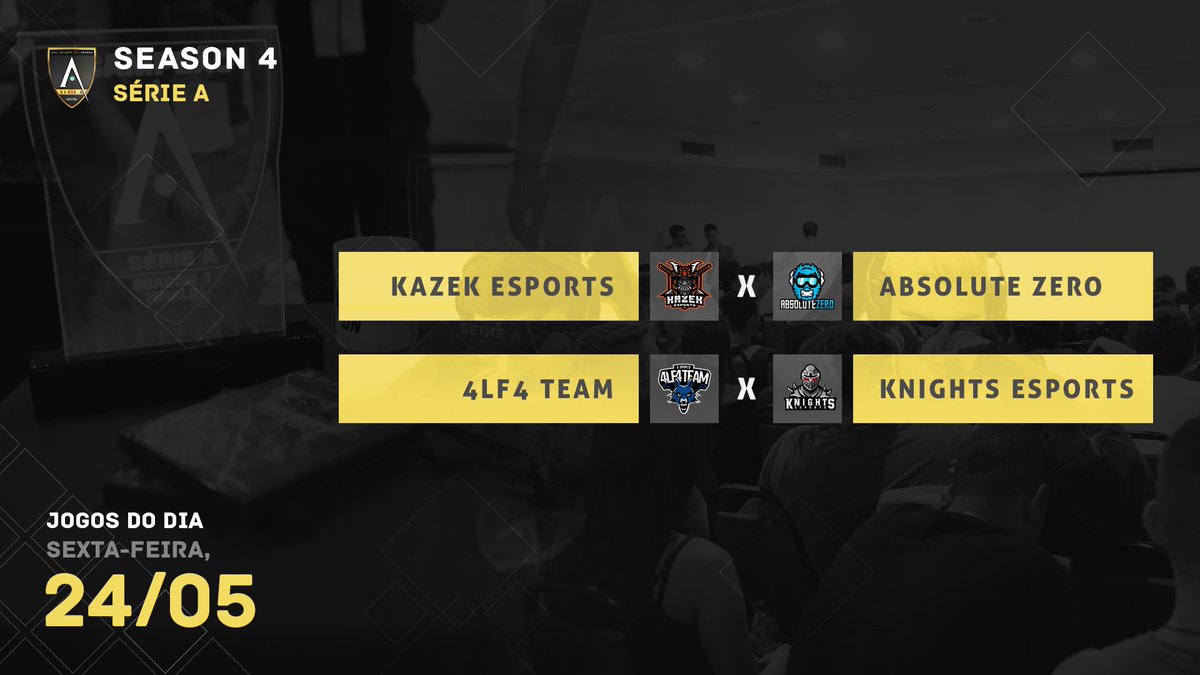 🏆 SÉRIE A

A competição continua com jogos frenéticos, não deixe de assistir as streams de hoje!

20:00 - KZK x AZ
22:30 - 4LF4 vs Knights

STREAMS:
📺 KZK twitch.tv/Blitzeyy10
📺 4LF4 twitch.tv/rscarz_