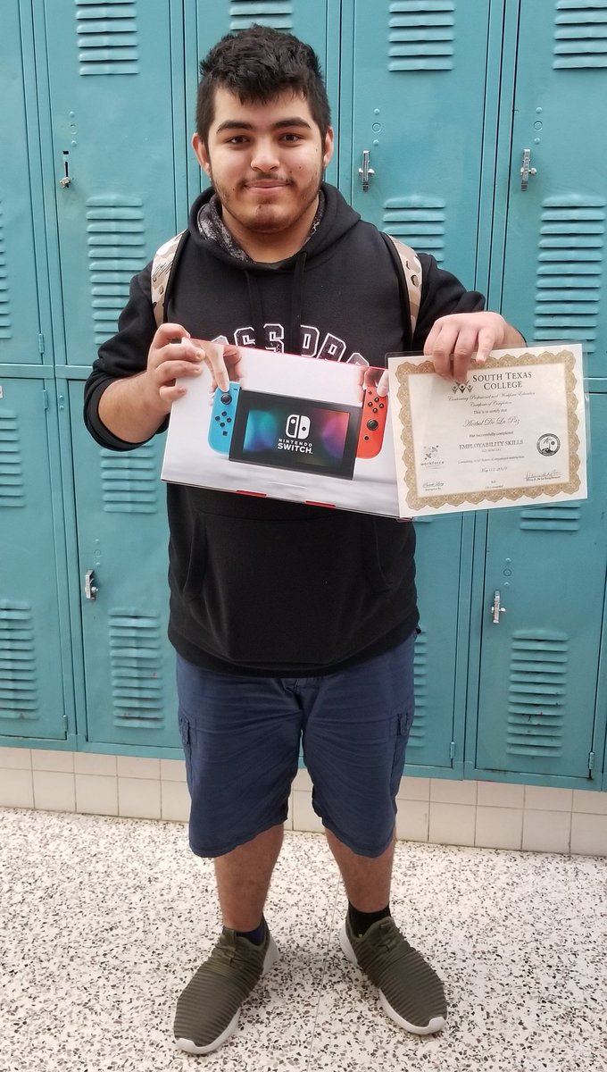 Deafmustangs's tweet photo. Congratulations Anibal on winning the Nintendo Switch and earning a your Employability Skills Certification today #TutoringRaffle #MustangPride 🤟🐎 https://t.co/Jx011nNNER