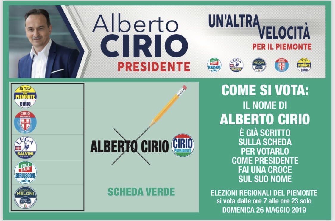 📍Ecco come si vota! 

#ciriopresidente #elezioniregionali #elezioniregionali2019 #piemonte #altravelocità #cirio #26maggio #voto