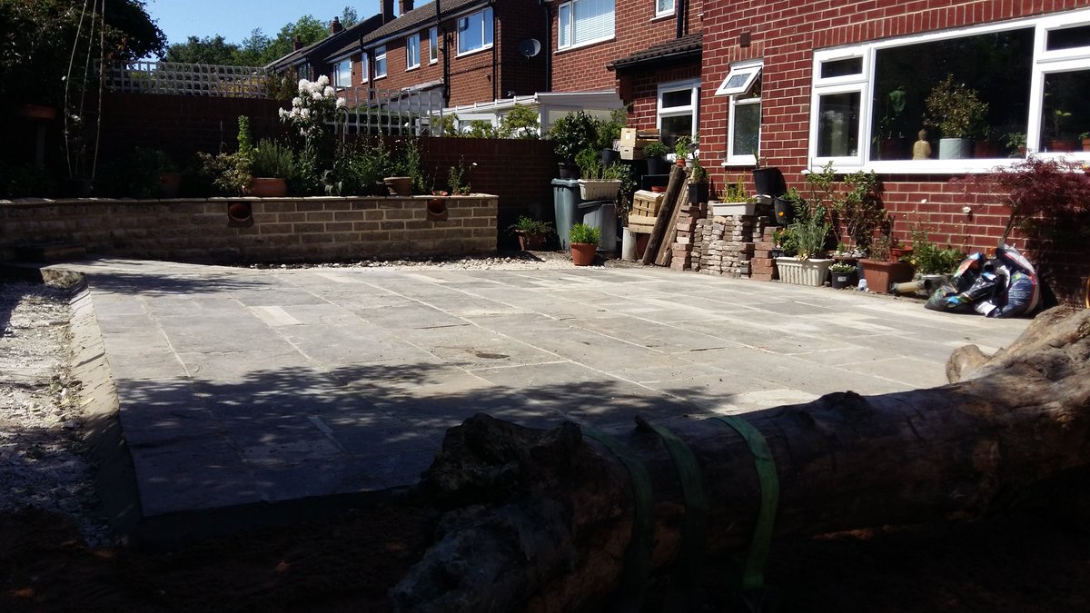Pristinegb's tweet photo. One happy customer over the moon with his new back garden more work to do on his property including New French doors and some block work in his garage 😊 #happycustomer #freequote #groundwork #leeds #generalbuilders #yorkshire #builder https://t.co/MHR3UsYMy4