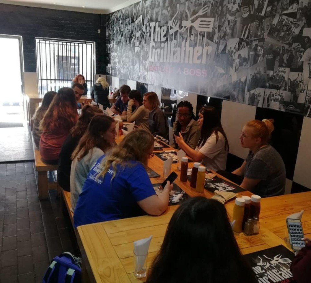 Students from SNU in Virginia, USA enjoying Gourmet Burgers at The GrillFather SA_

They Came to #eatlikeaboss #proppafood #halaal #mitchellsplain 
@Naeem86official <a href="/Tancred_Keys/">Tancred Keys</a>
