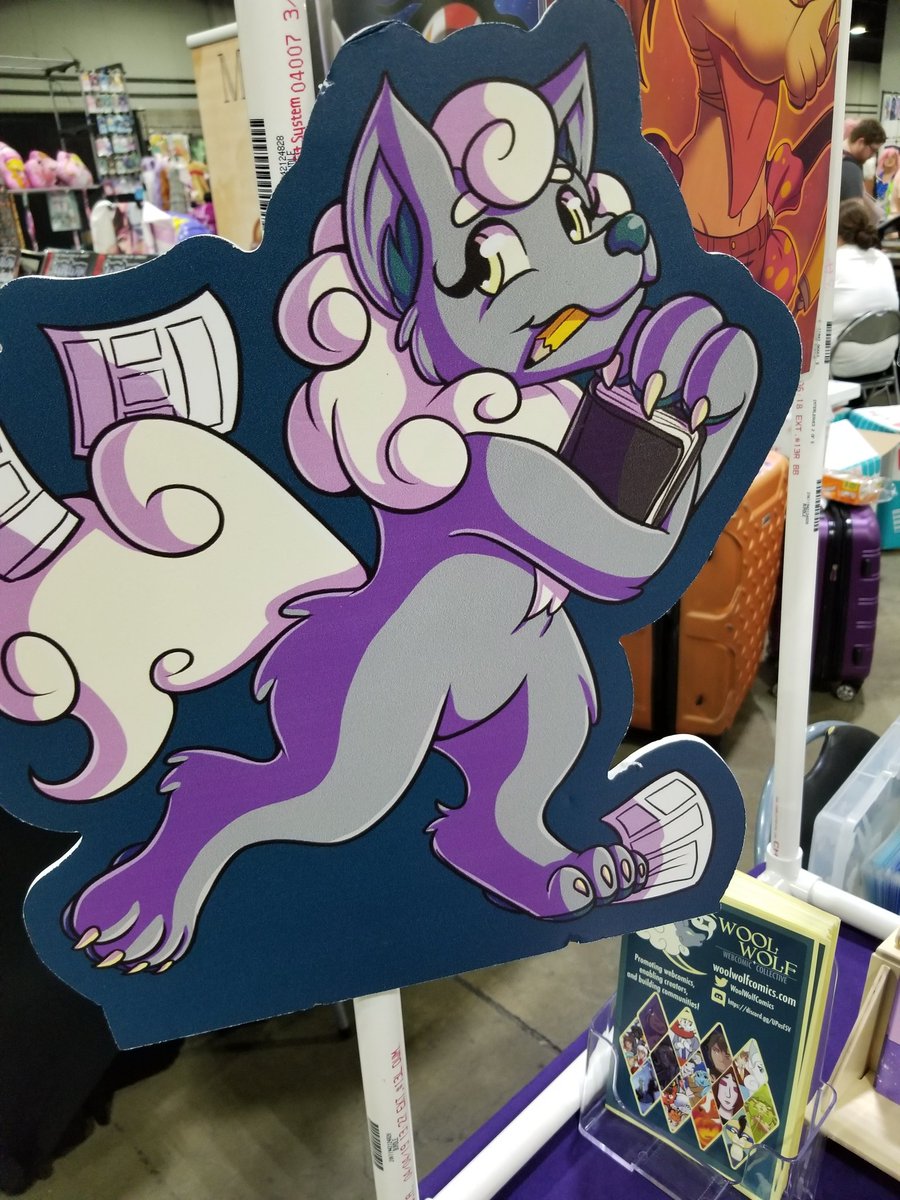 Are you at Momocon? Creator @VexinglyYours is representing Wool Wolf at Artist Alley table 37! (Look for a purple booth at an endcap with our mascot, Artemis!)