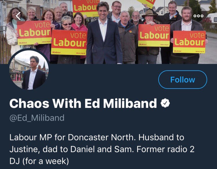 JSomersetActor's tweet image. The only good thing in politics right now is @Ed_Miliband 's twitter handle. 

"Chaos with Ed Miliband"

#chaoswithedmiliband